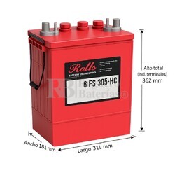 Bater�a ROLLS 6FS305HC | 6 Voltios 410 Amperios C100